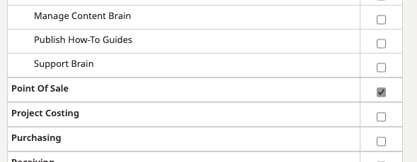 User permissions with Point Of Sale ticked