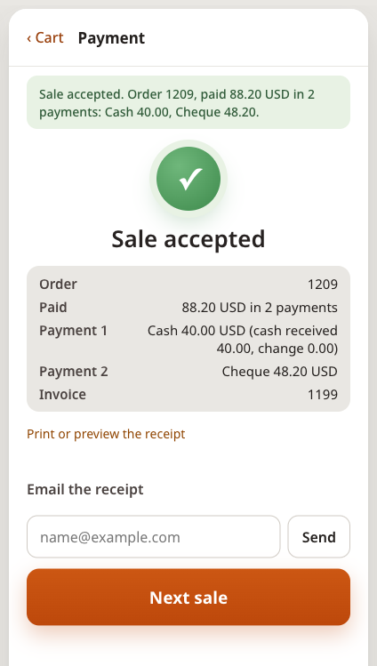 Sale accepted in two payments